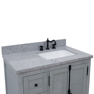 37" Vanity, Gray Ash With Gray Granite Top, Right Doors/Right Rectangle Sink