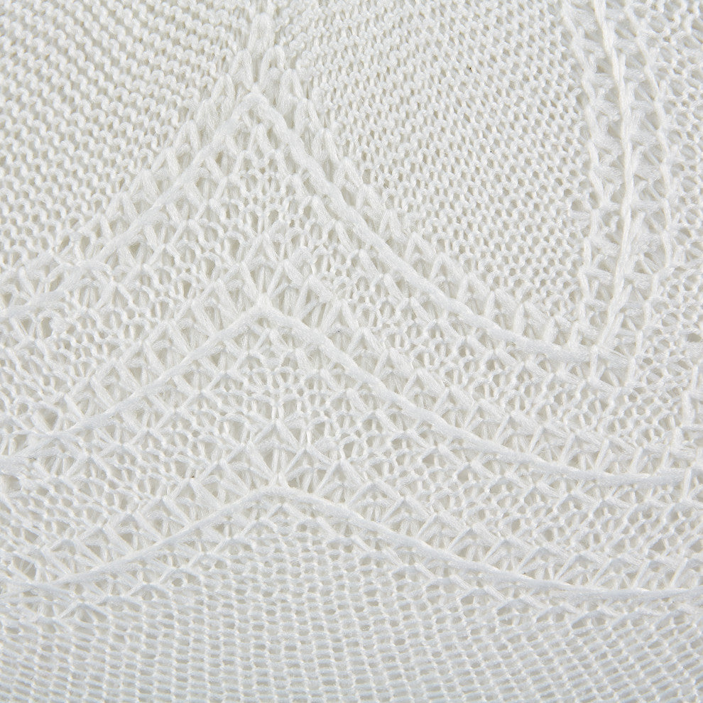 White Floral Pp Woven Round Placemat, Set Of 6