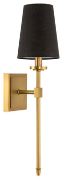 Kira Home Torche 20" Wall Sconce/Wall Light + Black Linen Shade, Warm Brass