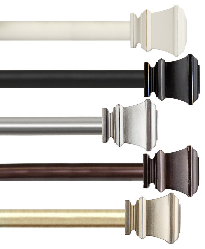 Michel 1" Curtain Rod, White, 66-120"