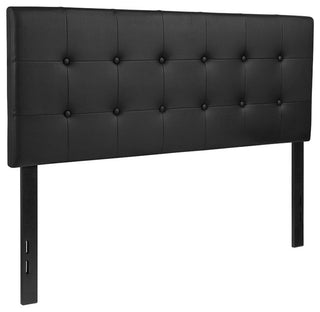 Lennox Tufted Upholstered Full Size Headboard in Black Vinyl