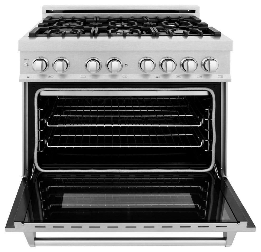 ZLINE 36" Dual Fuel Range With Griddle, Fingerprint Resistant Stainless Steel