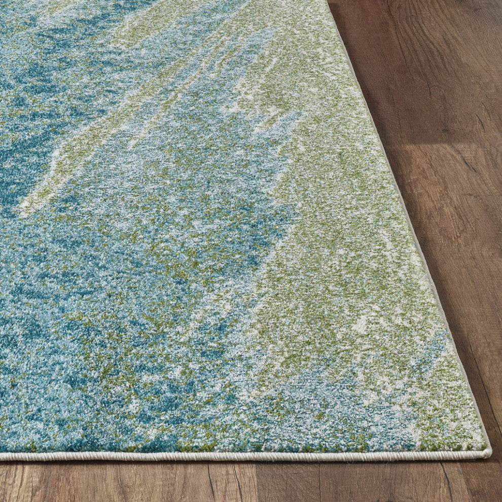 5"x8" Blue Sage Impressionistic Ocean Area Rug
