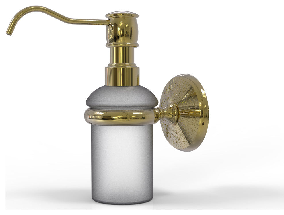 Monte Carlo Wall Mounted Soap Dispenser, Unlacquered Brass
