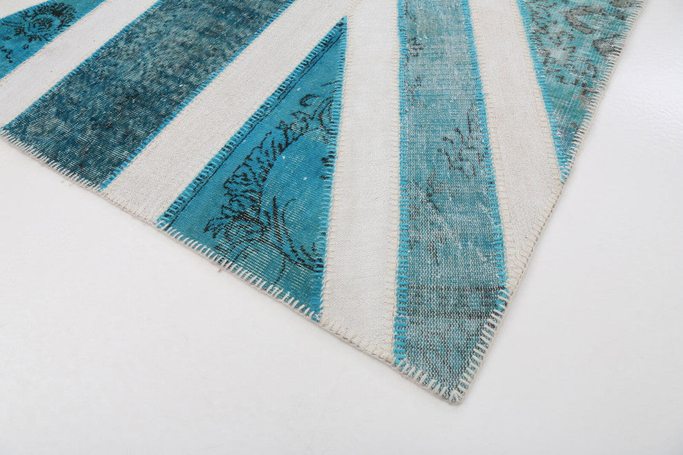 Rug N Carpet - Handmade Anatolian 6' 3'' x 9' 11'' Flag Patchwork Rug