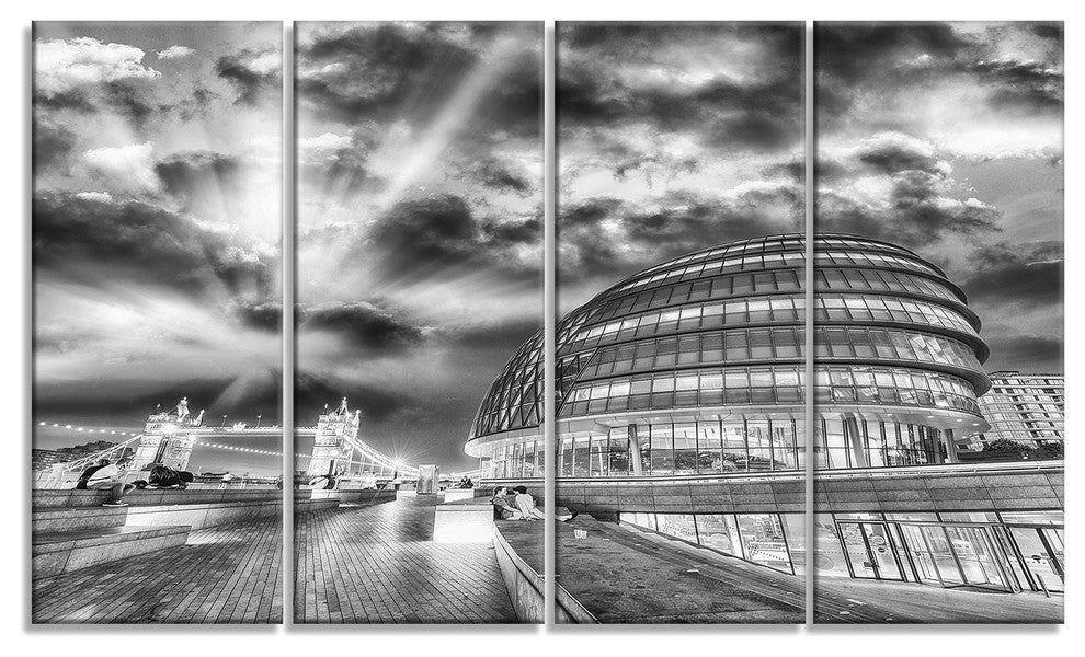 "London Night" Cityscape Around Southwark" Cityscape Wall Art, 48"x28", 4-Panels