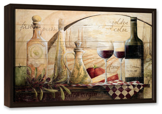 Tuscan Vineyard Wine Canvas Wall Art, 16"x24", Framed