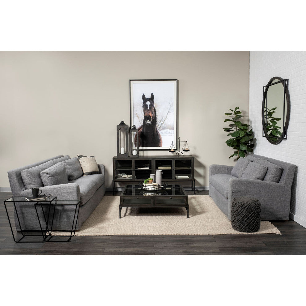 Denly II 92" Casterock Gray Slipcover 3-Seater Sofa