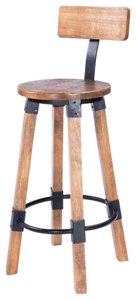 Sturdy Wood and Metal Bar Stool