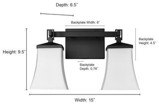 2 Light 15" Matte Black Vanity Light