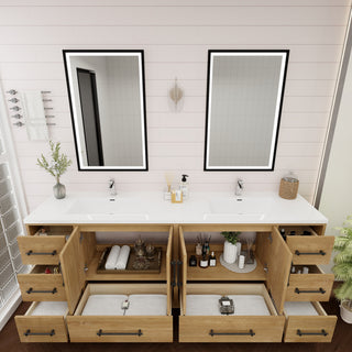 Victoria 84" Solid Wood Bath Vanity, Double Sink, Oak