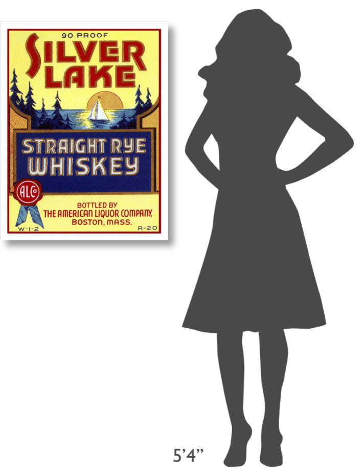 "Silver Lake Straight Rye Whiskey" Print by Vintage Booze Labels, 25"x32"