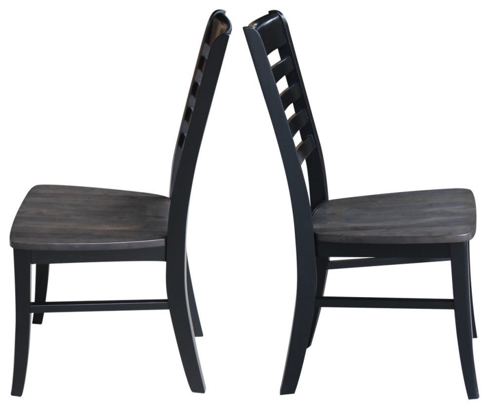 Set of Two Roma Ladderback Chairs, Coal-Black/Washed Black