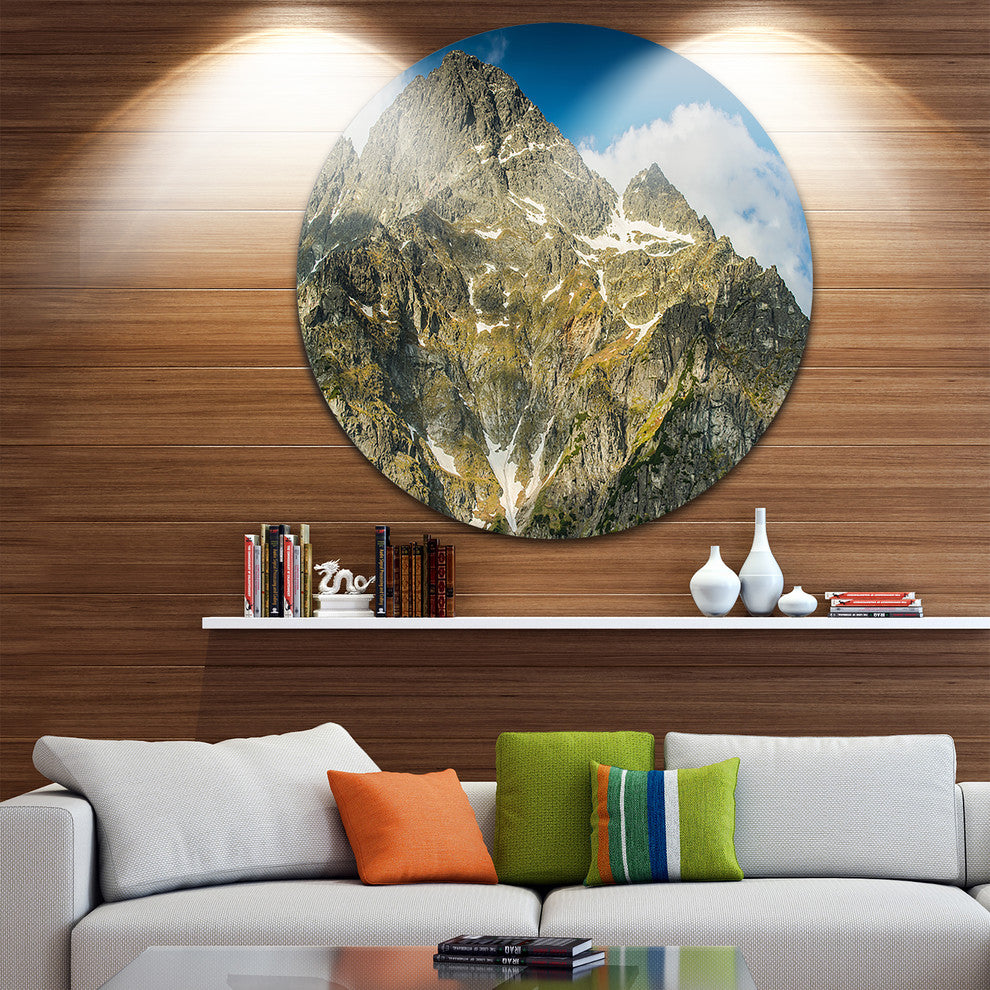 Rocky Summit In Tatra Mountains, Landscape Disc Metal Wall Art, 11"