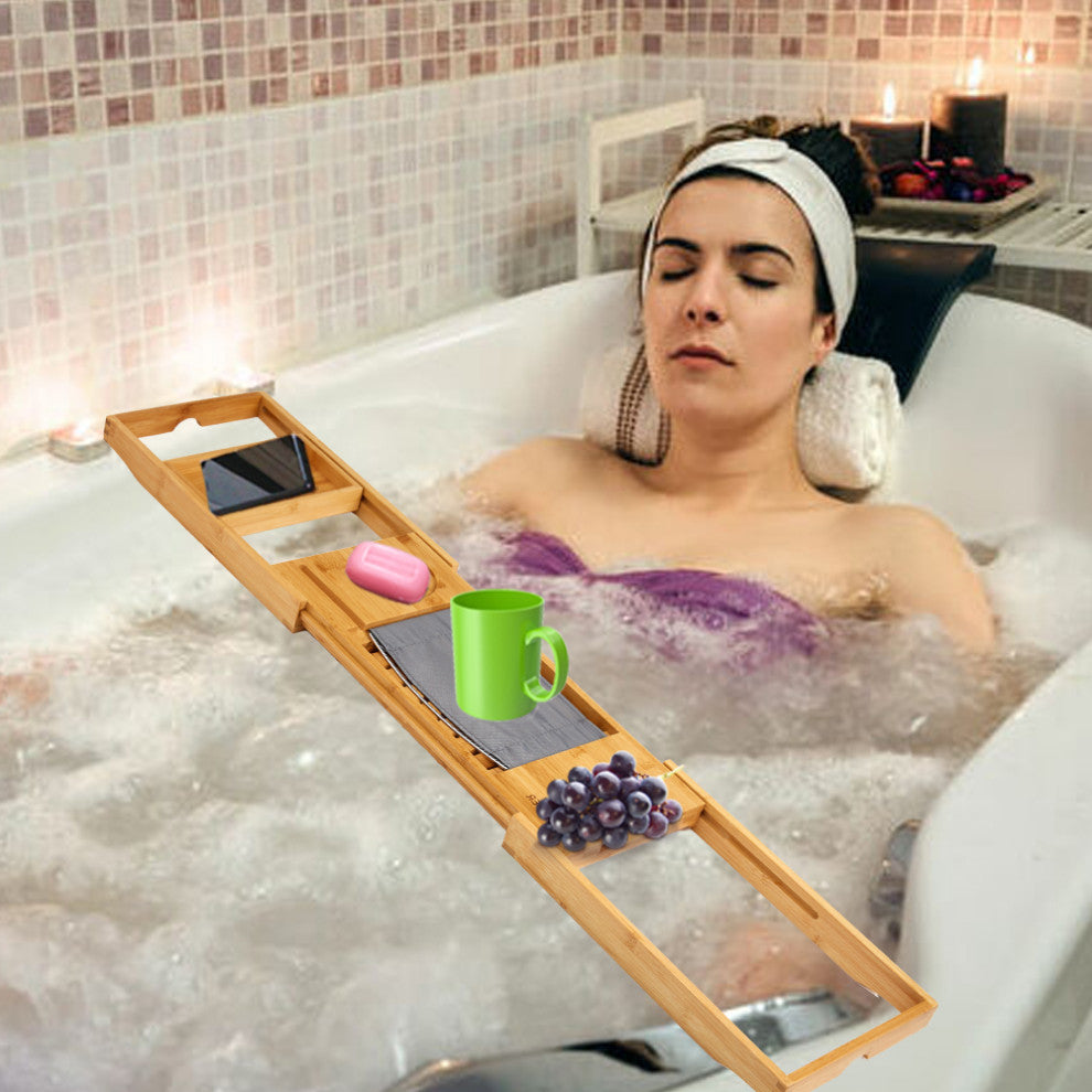 Vaiyer Bamboo Bathtub Tray, Caddy Bath Tray