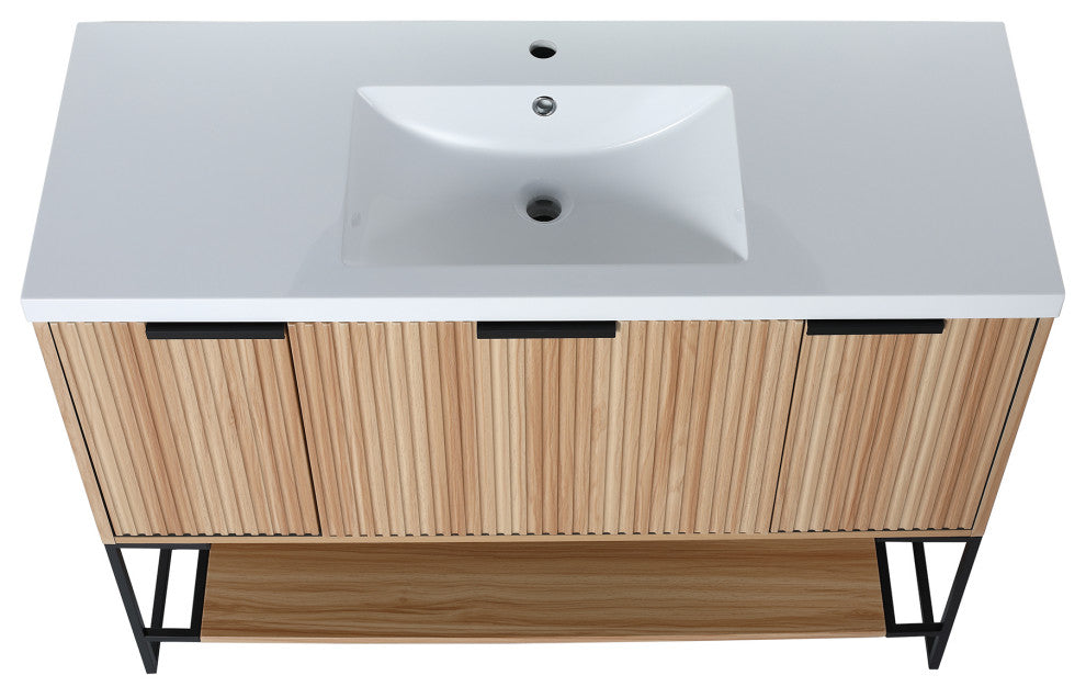 48 inch Maple Plywood Freestanding Bathroom Vanity Set with Doors and Drawer