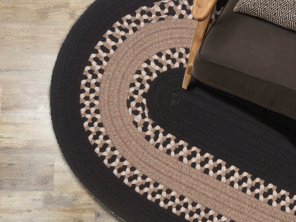 Colonial Mills Corsair Banded Oval Braided Rug, Red, 6x8