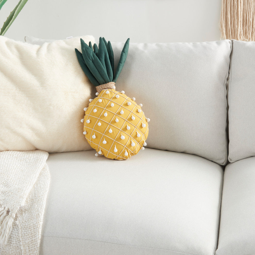 Nourison Home 20"x12" Mina Victory Plush Lines Pineapple Yellow Throw Pillows