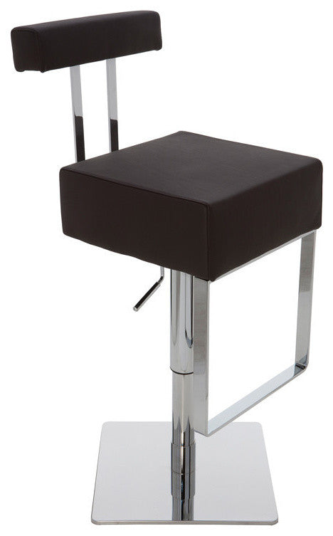 Aria Adjustable Leather Barstool, Brown