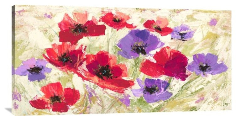 "Campo in Primavera" Stretched Canvas Giclee by Luigi Florio, 36x18"