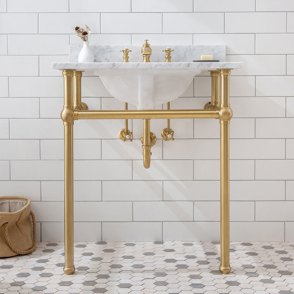 Embassy 30" Wash Stand Set, Gold, Satin Brass F2-0013 Faucet
