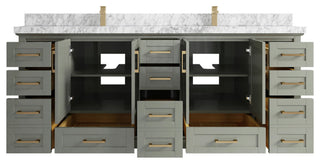 Boston 84 Double Sink Bath Vanity in Evergreen 2" Carrara Marble