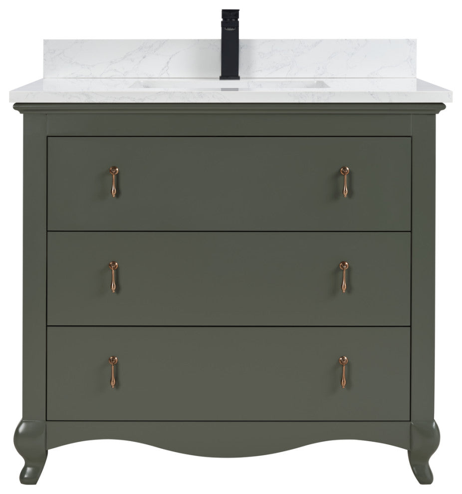 Legion Furniture WS2512 Series Bathroom Sink Vanity, Pewter Green, 36", Artificial Stone Top, Single Sink