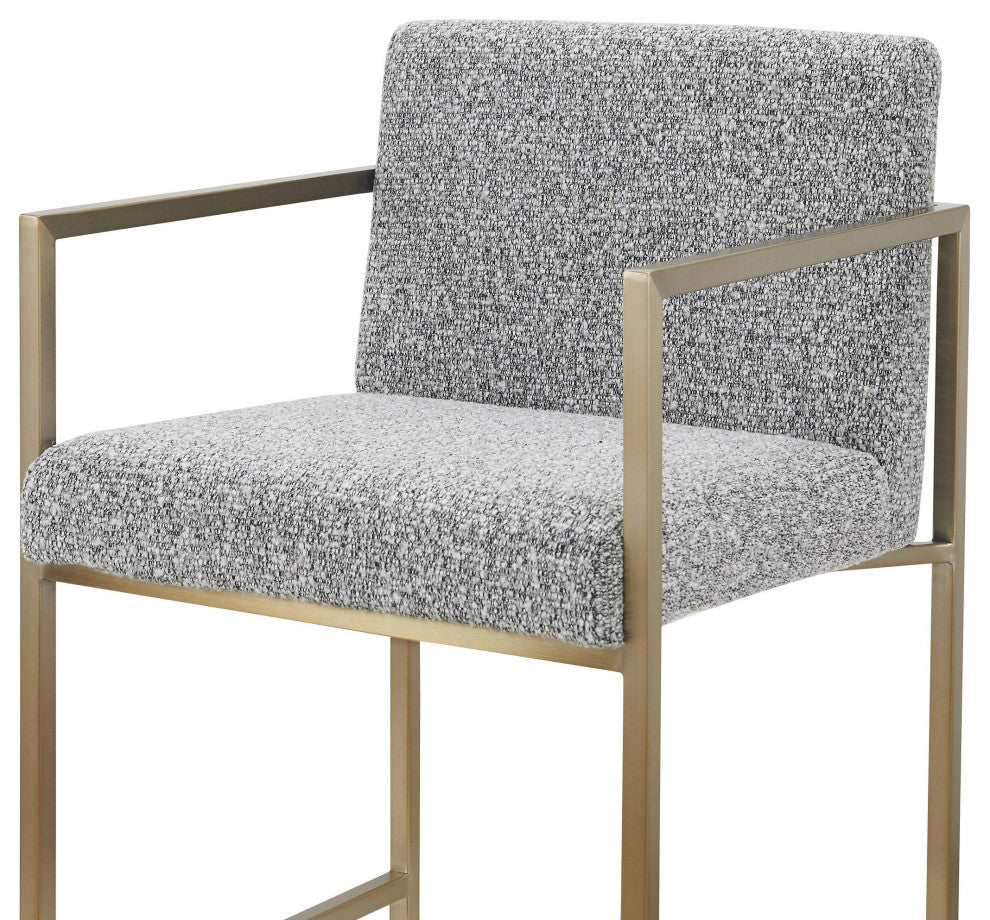 Modrest Suzanne Modern Grey Fabric + Antique Brass Counter Chair