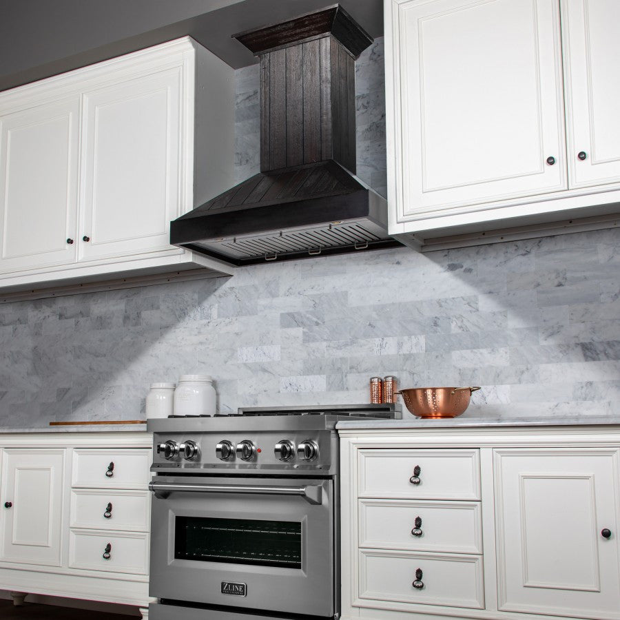 ZLINE 30" Wooden Wall Mount Range Hood in Rustic Dark Finish (KPDD-30)
