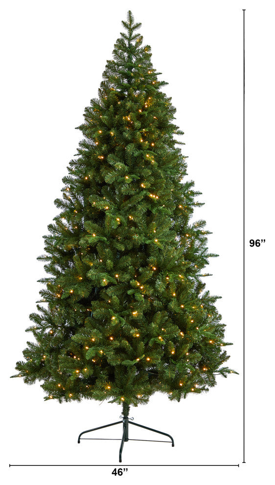 8' Grand Teton Spruce Flat Back Artificial Christmas Tree With 280 LED Lights