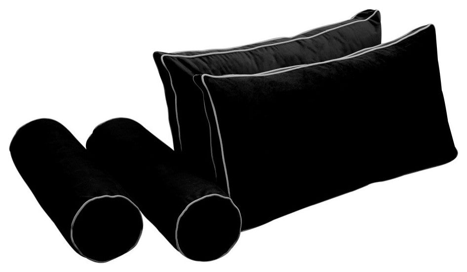STYLE V2 Full Velvet ContrastPipe Indoor Daybed Bolster Pillow |COVER ONLY|AD374