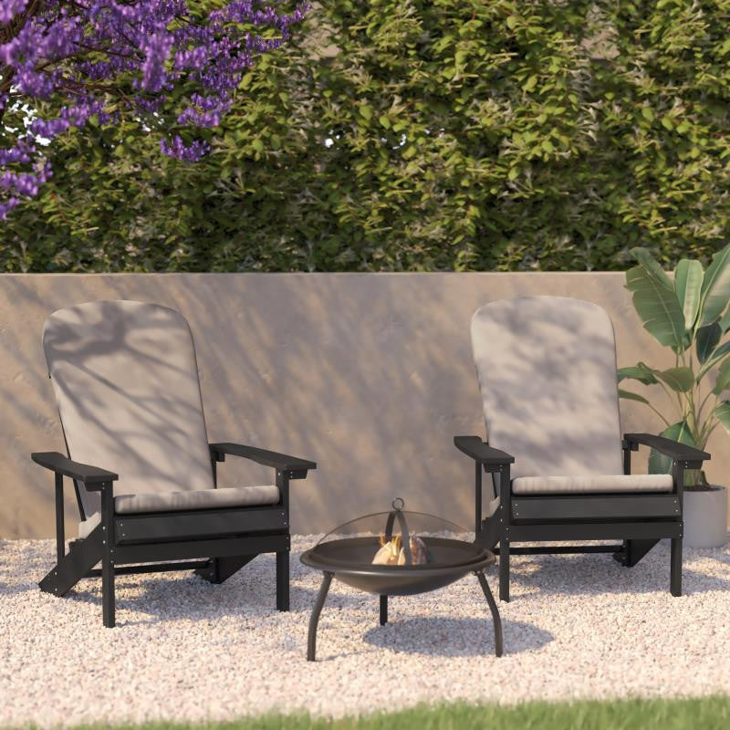 Charlestown Set of 2 Adirondack Chairs with Cushions, Slate Gray/Cream