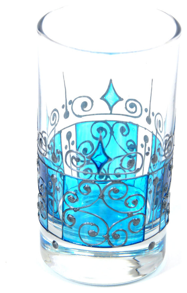 Hand Painted Moorish Glass Teacups, Set of 6
