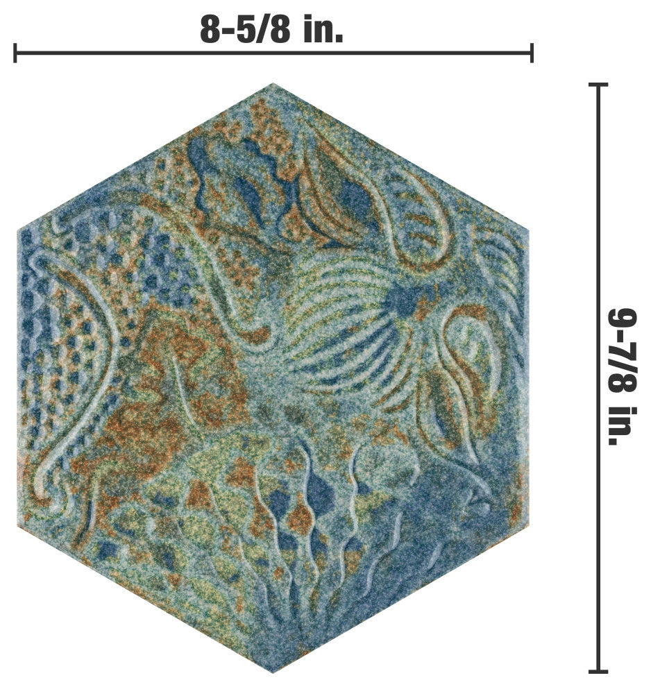 Gaudi React Hex Ocean Porcelain Floor and Wall Tile