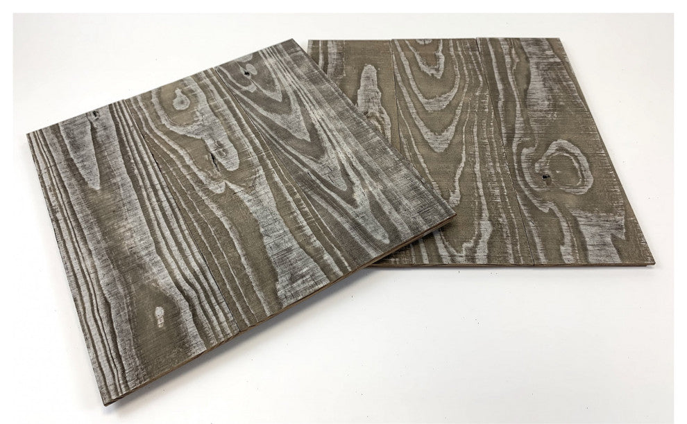 Set of Two Graywash and Natural Wood Wall Art Hanging Panels