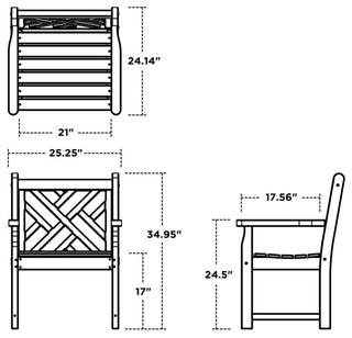 Polywood Chippendale Garden Arm Chair, Teak
