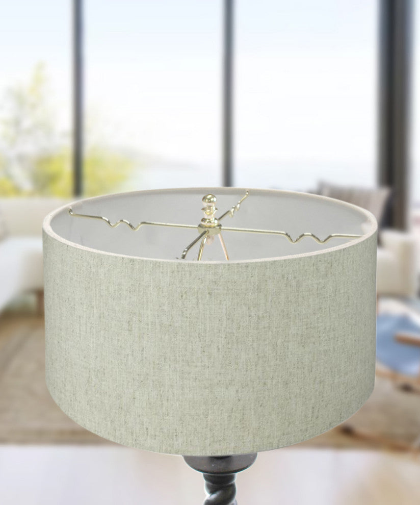 Granite Burlap Hardback Drum Lampshade 16"x16"x9", Textured Oatmeal