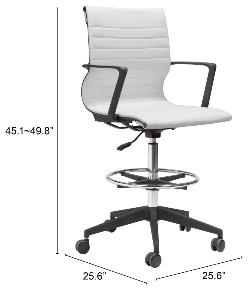 Computer Work Chair, Fabric, Steel, White, Black, Chrome, Home Business Office
