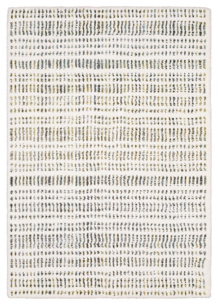 Greer Modern Dashed Lines Ivory/ Multi Area Rug, 6'7" X 9'6"