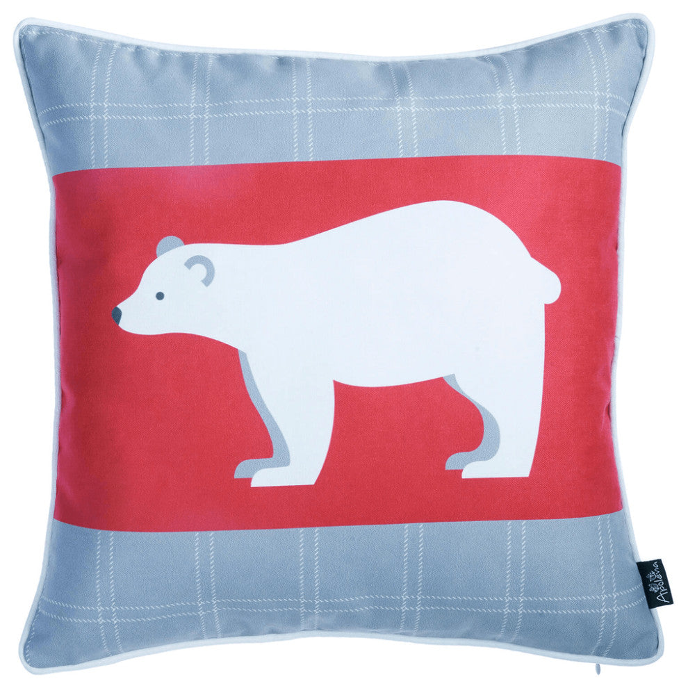 18"X18" Christmas Bear Printed Decorative Throw Pillow Cover