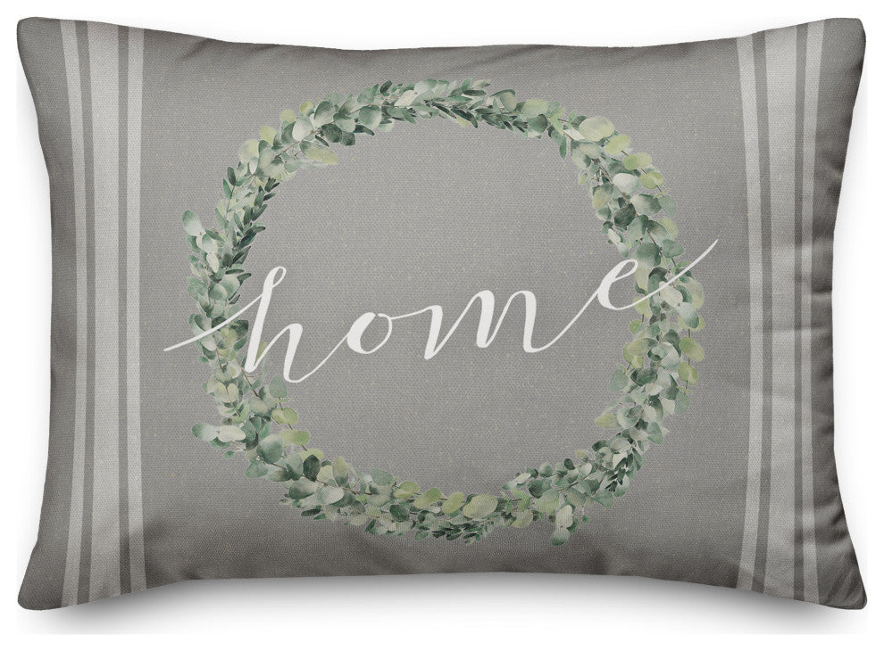 Home Wreath 14x20 Spun Poly Pillow