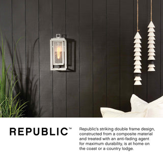 Hinkley 16" Republic Medium Outdoor Wall Mount Lantern, Satin Nickel