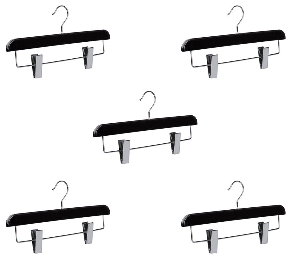 Abs Plastic Trouser Skirt Hangers, Perfect for Skirts, Pants, Slacks, Jeans, Black, 5-Pack