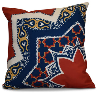 Rising Star Geometric Print Pillow, Red, 16"x16"