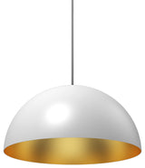Domos 16" Pendant - White w/Gold<br> Interior - Integrated LED - 12W