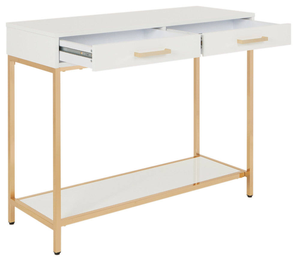 Alios Foyer Table With White Gloss and Gold Chrome Plated Frame