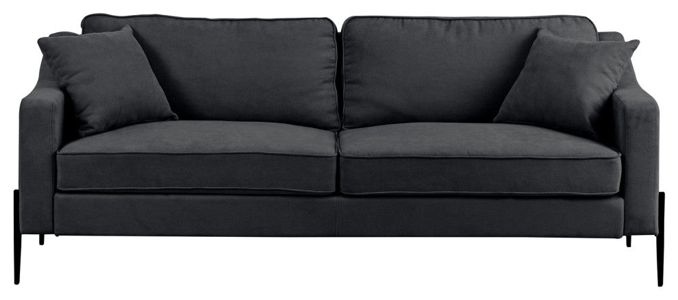 81 Inch Polyester Modern Loveseat Sofa with Two Pillows, Grey