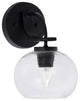 Cavella 1 Light Wall Sconce, Matte Black Finish, 7" Clear Bubble Glass