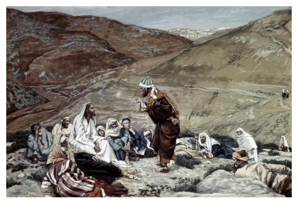 "Lawyer Standing Up and Tempting Jesus" Paper Print by James Tissot, 24"x17"