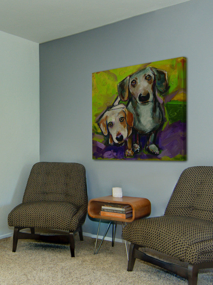 "Two Dachshunds" Painting Print on Canvas by Tori Campisi